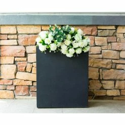 KANTE 26.8 in. Tall Charcoal Lightweight Concrete Modern Long and High Rectangle Planter -Vigoro Shop charcoal kante plant pots rf0111a c60121 76 1000