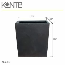 KANTE 26.8 in. Tall Charcoal Lightweight Concrete Modern Long and High Rectangle Planter -Vigoro Shop charcoal kante plant pots rf0111a c60121 c3 1000