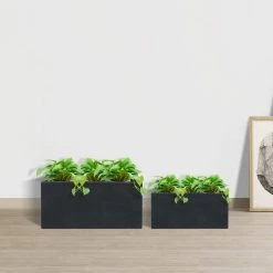 KANTE 31.4 in. & 23.6 in. L Rectangular Charcoal Lightweight Long Low Planters w/Drainage Hole (Set of 2), Outdoor/Indoor -Vigoro Shop charcoal kante plant pots rf0147ab c60121 4f 1000