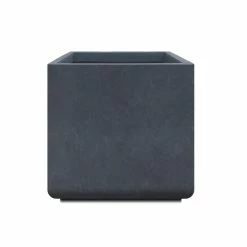 KANTE 11.81 x 11.81 in. Square Charcoal Lightweight Concrete and Weather Resistant Fiberglass Planter w/Drainage Hole