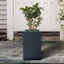 KANTE 27.6 in. H Square Charcoal Concrete and Fiberglass Tall Planter Outdoor Indoor Lightweight Plant Pots -Vigoro Shop charcoal kante plant pots rf0222c c60121 1f 1000