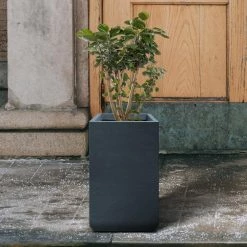 KANTE 27.6 in. H Square Charcoal Concrete and Fiberglass Tall Planter Outdoor Indoor Lightweight Plant Pots -Vigoro Shop charcoal kante plant pots rf0222c c60121 4f 1000