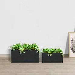 KANTE 31.4" & 23.6"L Rectangular Charcoal Finish Lightweight Concrete Long Planters w/Drainage Hole Set of 2, Outdoor/Indoor -Vigoro Shop charcoal kante plant pots rf0264ac c60121 1f 1000