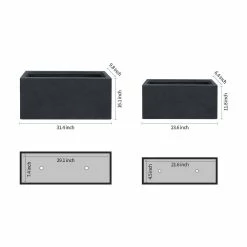 KANTE 31.4" & 23.6"L Rectangular Charcoal Finish Lightweight Concrete Long Planters w/Drainage Hole Set of 2, Outdoor/Indoor -Vigoro Shop charcoal kante plant pots rf0264ac c60121 c3 1000