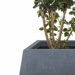 KANTE 21.2 in. and 16.1 in. W Square Charcoal Finish Lightweight Concrete/Fiberglass Planters with Drainage Holes (Set of 2) -Vigoro Shop charcoal kante plant pots rf2015018ab c60121 4f 1000