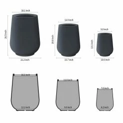 KANTE 26.5 in., 20 in. & 13.1 in. H Round Charcoal Concrete Tall Planters (Set of 3), Outdoor Indoor Large with Drainage Holes -Vigoro Shop charcoal kante plant pots rf2015023abc c60121 c3 1000