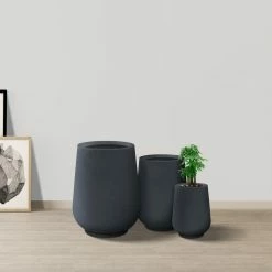 KANTE 26.5 in., 20 in. & 13.1 in. H Round Charcoal Concrete Tall Planters (Set of 3), Outdoor Indoor Large with Drainage Holes -Vigoro Shop charcoal kante plant pots rf2015023abc c60121 fa 1000