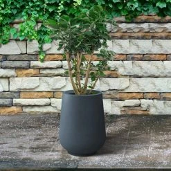 KANTE 10.63 in. x 13.78 in. Round Charcoal Lightweight Concrete and Weather Resistant Fiberglass Planter w/Drainage Hole 15 KANTE 10.63 in. x 13.78 in. Round Charcoal Lightweight Concrete and Weather Resistant Fiberglass Planter w/Drainage Hole -Vigoro Shop charcoal kante plant pots rf2015023c c60121 44 1000