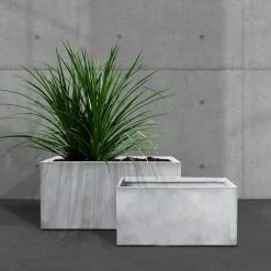 KANTE 31" and 23"L Rectangular Large Concrete Long Box Planters Set of 2, Outdoor/Indoor Strong UV Resistant w/Drainage Holes -Vigoro Shop concrete kante plant pots rf0104ab c81921 1f 1000