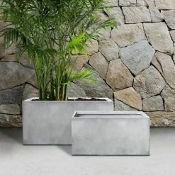 KANTE 31" and 23"L Rectangular Large Concrete Long Box Planters Set of 2, Outdoor/Indoor Strong UV Resistant w/Drainage Holes -Vigoro Shop concrete kante plant pots rf0104ab c81921 44 1000