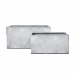 KANTE 31" and 23"L Rectangular Large Concrete Long Box Planters Set of 2, Outdoor/Indoor Strong UV Resistant w/Drainage Holes