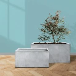 KANTE 31" and 23"L Rectangular Large Concrete Long Box Planters Set of 2, Outdoor/Indoor Strong UV Resistant w/Drainage Holes -Vigoro Shop concrete kante plant pots rf0104ab c81921 fa 1000
