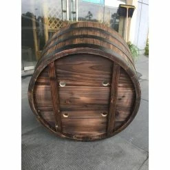 Vigoro 25.98 in. Dia x 16.54 in. H Round Wooden Barrel Planter -Vigoro Shop dark wood vigoro barrel planters hl6642 1d 1000