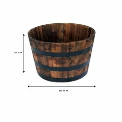 Vigoro 25.98 in. Dia x 16.54 in. H Round Wooden Barrel Planter -Vigoro Shop dark wood vigoro barrel planters hl6642 76 1000