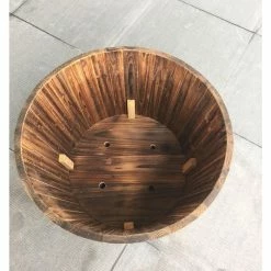 Vigoro 25.98 in. Dia x 16.54 in. H Round Wooden Barrel Planter -Vigoro Shop dark wood vigoro barrel planters hl6642 a0 1000