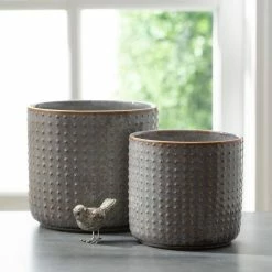 SULLIVANS Dusty Blue Ceramic Pot - Set of 2 -Vigoro Shop dusty blue sullivans plant pots cm2978 1f 1000