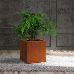 KANTE 16in.H Square Faux Weathering Steel Finish Lightweight Concrete Durable Elegant Planter w/Drainage Hole, Home and Garden -Vigoro Shop faux weathering steel kante plant pots rf0001c c91942 31 1000