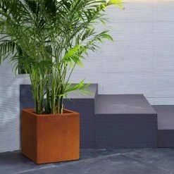 KANTE 16in.H Square Faux Weathering Steel Finish Lightweight Concrete Durable Elegant Planter w/Drainage Hole, Home and Garden -Vigoro Shop faux weathering steel kante plant pots rf0001c c91942 76 1000