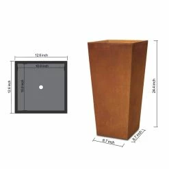 KANTE 24.4 in. H Rectangle Faux Weathering Steel Lightweight Concrete Tapered Tall Planter with Drainage Hole, Outdoor/Indoor -Vigoro Shop faux weathering steel kante plant pots rf0004c c91942 1f 1000