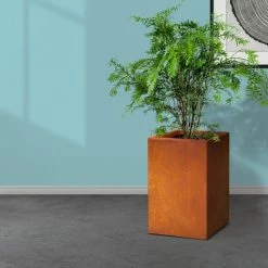 KANTE 16 in. H Faux Weathering Steel Finish Concrete Square, Modern Outdoor/Indoor Lightweight Planter Pot with Drainage Hole 14 KANTE 16 in. H Faux Weathering Steel Finish Concrete Square, Modern Outdoor/Indoor Lightweight Planter Pot with Drainage Hole -Vigoro Shop faux weathering steel kante plant pots rf0007b c91942 1f 1000