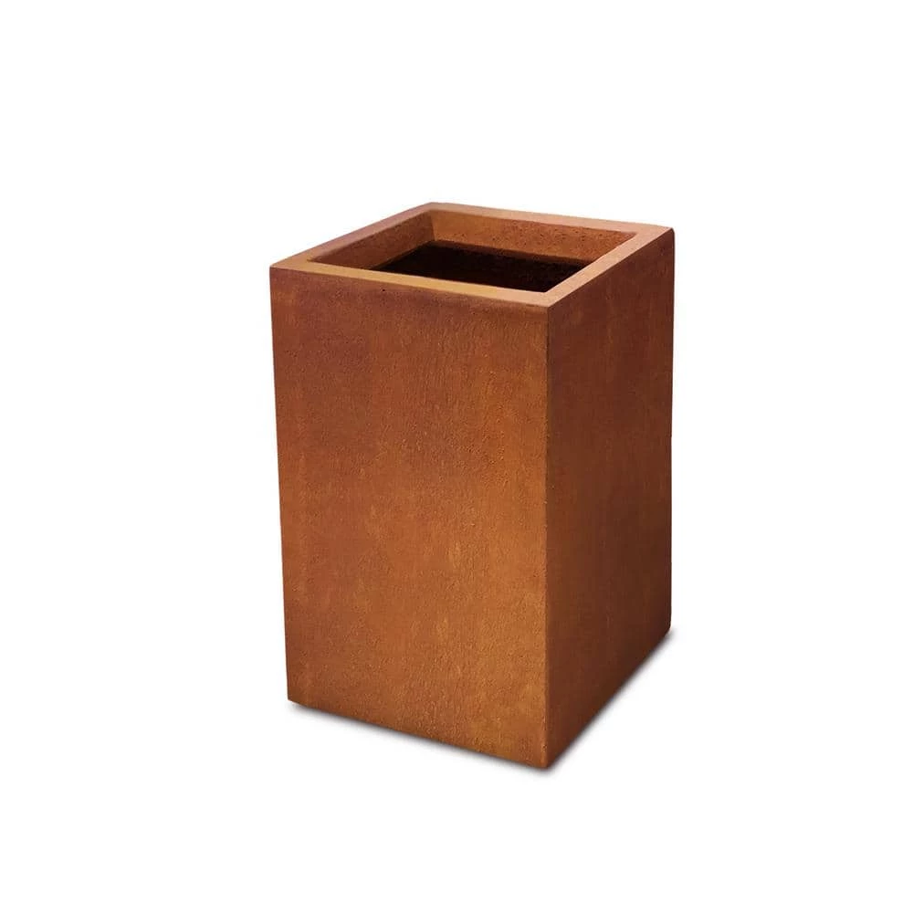 KANTE 16 in. H Faux Weathering Steel Finish Concrete Square, Modern Outdoor/Indoor Lightweight Planter Pot with Drainage Hole 3 KANTE 16 in. H Faux Weathering Steel Finish Concrete Square, Modern Outdoor/Indoor Lightweight Planter Pot with Drainage Hole