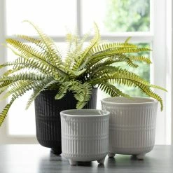 SULLIVANS Black, White & Gray Ceramic Planters - Set Of 3 -Vigoro Shop glaze sullivans plant pots cm2970 1f 1000