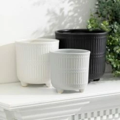 SULLIVANS Black, White & Gray Ceramic Planters - Set Of 3 -Vigoro Shop glaze sullivans plant pots cm2970 4f 1000