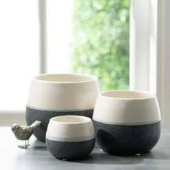 SULLIVANS Black And White Ceramic Pot - Set of 3 10 SULLIVANS Black And White Ceramic Pot - Set of 3 -Vigoro Shop glaze sullivans plant pots cm2971 1f 1000