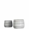 SULLIVANS Gray and White Ceramic Striped Planter - Set of 2 -Vigoro Shop gray and white sullivans plant pots cm2787 64 1000