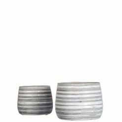 SULLIVANS Gray and White Ceramic Striped Planter - Set of 2 -Vigoro Shop gray and white sullivans plant pots cm2787 c3 1000