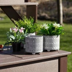 SULLIVANS Gray Geometric Print Cement Pot - Set of 3 11 SULLIVANS Gray Geometric Print Cement Pot - Set of 3 -Vigoro Shop gray patterned sullivans plant pots cmt1207 4f 1000