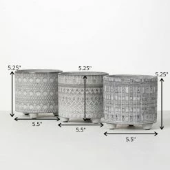 SULLIVANS Gray Geometric Print Cement Pot - Set of 3 15 SULLIVANS Gray Geometric Print Cement Pot - Set of 3 -Vigoro Shop gray patterned sullivans plant pots cmt1207 76 1000