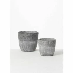 SULLIVANS Gray Cement Pot (Set of 2) -Vigoro Shop gray sullivans plant pots cmt1187 1f 1000