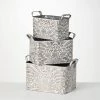SULLIVANS 9.5 in., 8.5 in. and 7.5 in. Gray Metal Flourish Planter with Handles - (Set of 3) -Vigoro Shop gray sullivans plant pots met1823 64 1000