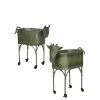 SULLIVANS Green Metal Farm Animal Planters (Set of 2) -Vigoro Shop green sullivans plant pots met1391 64 1000
