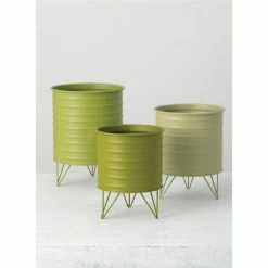 SULLIVANS Green Metal Planters (Set of 3) 9 SULLIVANS Green Metal Planters (Set of 3) -Vigoro Shop green sullivans plant pots met1510 1f 1000