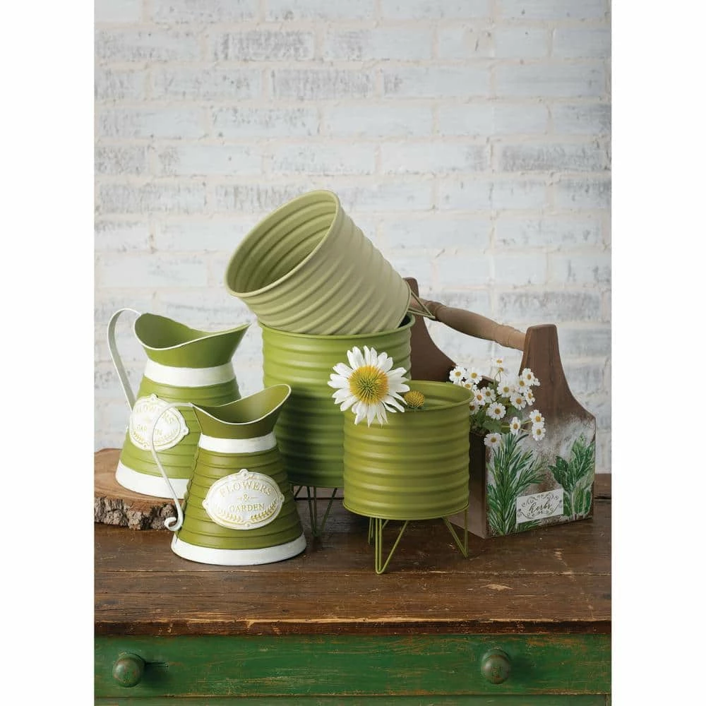 SULLIVANS Green Metal Planters (Set of 3) 4 SULLIVANS Green Metal Planters (Set of 3) - Image 2