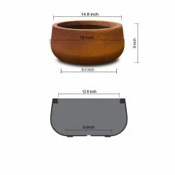 KANTE 16 in. Dia. Round Iron Oxide Concrete Bowl Planter, Outdoor Indoor Large Planter Pot with Drainage Hole -Vigoro Shop iron oxide kante plant pots rc0051b c80621 c3 1000