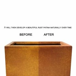 KANTE 28 in. H Iron Oxide Lightweight Concrete Tapered Planter with Drainage Hole, Large Outdoor/Indoor Tall Square Planter -Vigoro Shop iron oxide kante plant pots rf0229a s c80621 4f 1000