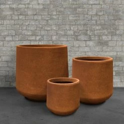 KANTE 17.3 in., 13.4 in., & 10.6 in. H Round Iron Oxide Concrete Planter (Set of 3) Outdoor Indoor Large Pots w/Drainage Holes -Vigoro Shop iron oxide kante plant pots rf2015022bcd c80621 31 1000