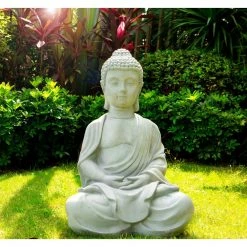 KANTE 25.6 in. H Natural Concrete/Fiberglass Indoor Outdoor Sitting Meditating Zen Buddha Statue 18 KANTE 25.6 in. H Natural Concrete/Fiberglass Indoor Outdoor Sitting Meditating Zen Buddha Statue -Vigoro Shop kante garden statues osp141006 c80021 1f 1000