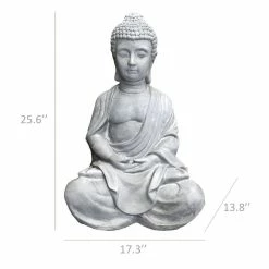 KANTE 25.6 in. H Natural Concrete/Fiberglass Indoor Outdoor Sitting Meditating Zen Buddha Statue 23 KANTE 25.6 in. H Natural Concrete/Fiberglass Indoor Outdoor Sitting Meditating Zen Buddha Statue -Vigoro Shop kante garden statues osp141006 c80021 31 1000
