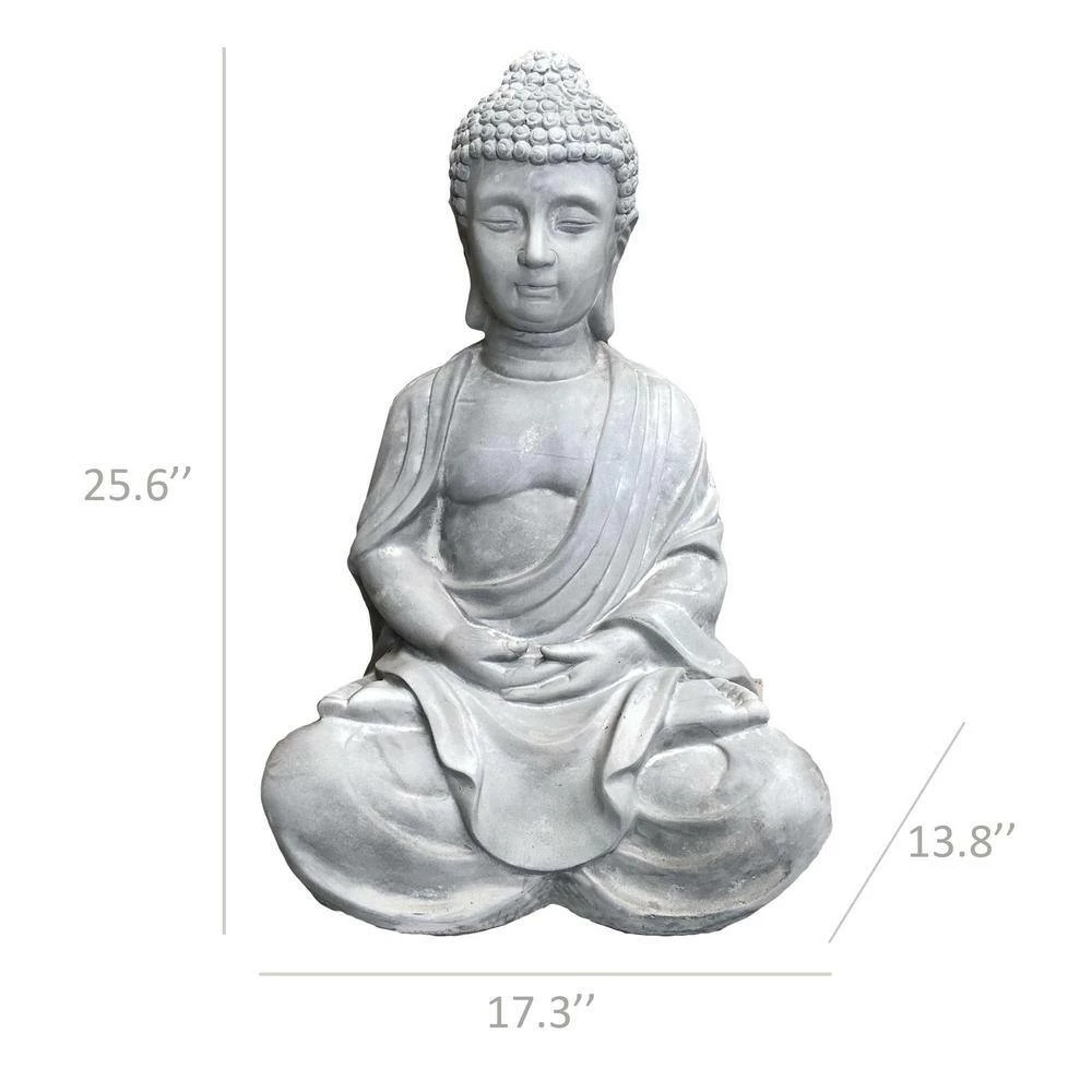 KANTE 25.6 in. H Natural Concrete/Fiberglass Indoor Outdoor Sitting Meditating Zen Buddha Statue 13 KANTE 25.6 in. H Natural Concrete/Fiberglass Indoor Outdoor Sitting Meditating Zen Buddha Statue - Image 11
