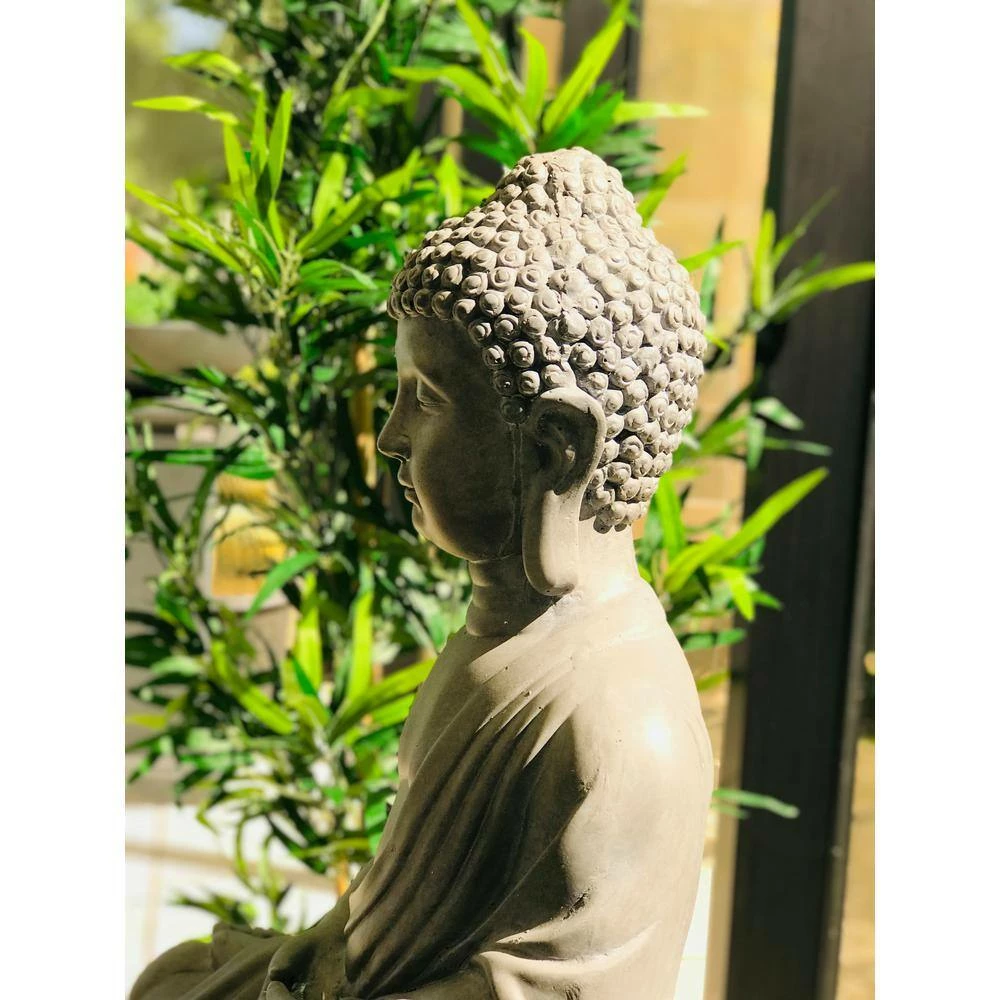 KANTE 25.6 in. H Natural Concrete/Fiberglass Indoor Outdoor Sitting Meditating Zen Buddha Statue 9 KANTE 25.6 in. H Natural Concrete/Fiberglass Indoor Outdoor Sitting Meditating Zen Buddha Statue - Image 7