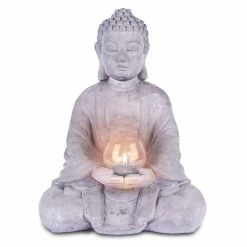 KANTE 14.17 in. H Gray Cement Meditating Buddha Garden Statue Tealight Candle Holder Ornament 12 KANTE 14.17 in. H Gray Cement Meditating Buddha Garden Statue Tealight Candle Holder Ornament -Vigoro Shop kante garden statues sx20200179 1f 1000