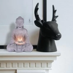 KANTE 14.17 in. H Gray Cement Meditating Buddha Garden Statue Tealight Candle Holder Ornament 11 KANTE 14.17 in. H Gray Cement Meditating Buddha Garden Statue Tealight Candle Holder Ornament -Vigoro Shop kante garden statues sx20200179 4f 1000