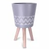 KANTE 17.4 in. Tall Light Gray Lightweight Concrete Classic Outdoor/Indoor Cylindrical Planter with 3 Wooden Legs -Vigoro Shop light gray kante plant pots 18h231 ct 64 1000