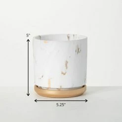SULLIVANS Marbled White and Gold Terracotta Pot -Vigoro Shop marbled white and gold sullivans plant pots cmt1208 1f 1000