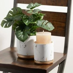 SULLIVANS Marbled White and Gold Terracotta Pot -Vigoro Shop marbled white and gold sullivans plant pots cmt1208 4f 1000