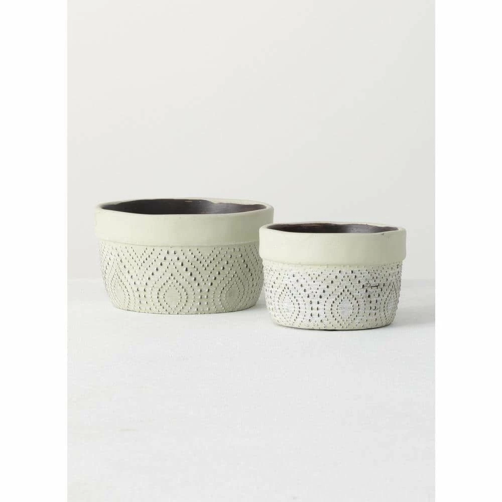 SULLIVANS Multi-Color Cement Dish Garden Pot (Set of 2) 6 SULLIVANS Multi-Color Cement Dish Garden Pot (Set of 2) - Image 4